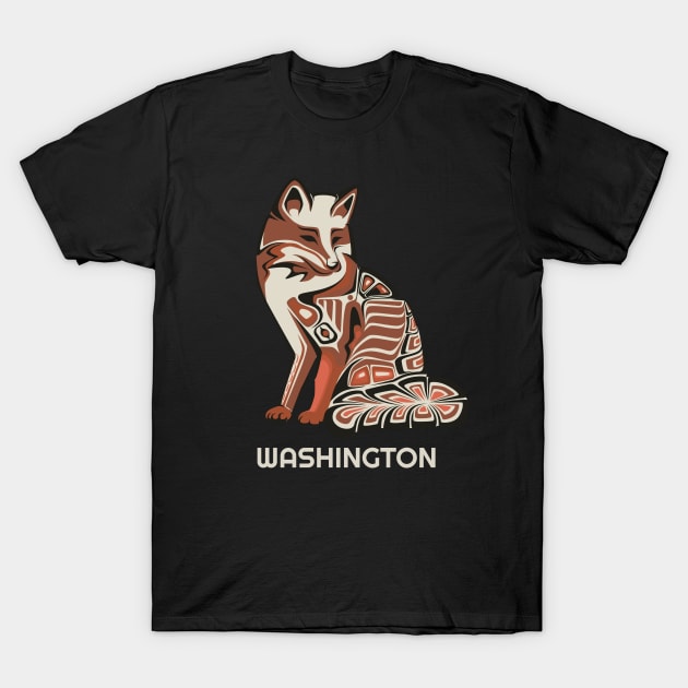 Washington Native American Tribal Fox Haida Style Wildlife Animal Lover Lover T-Shirt by twizzler3b